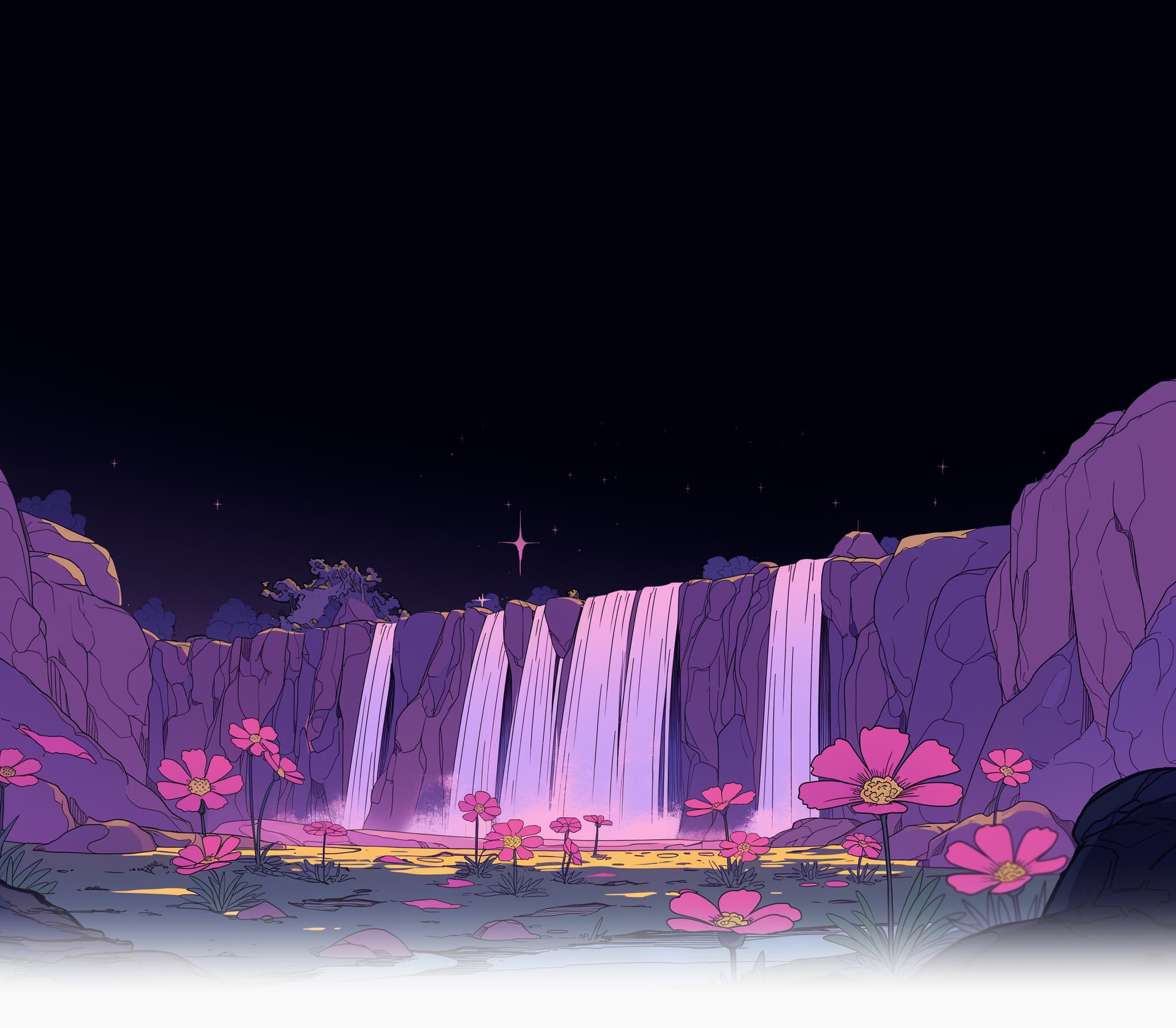 illustrated image of a water fall